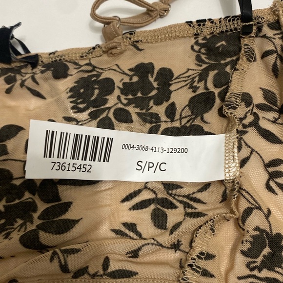 Windsor Beige corset  crop tank with Black velvet Floral print in size small new - Picture 4 of 9